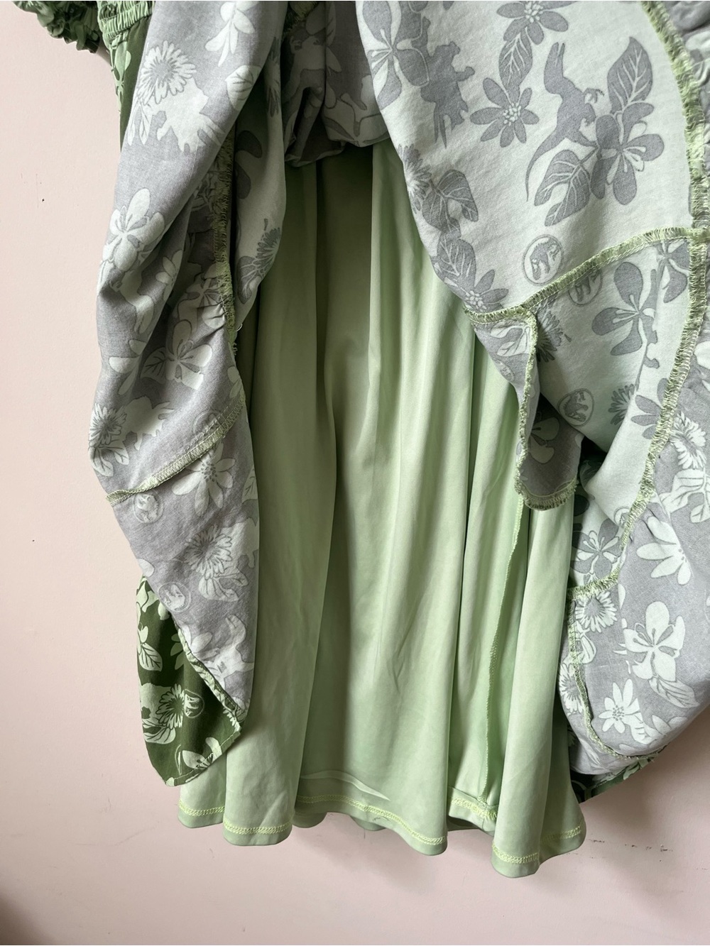 Jurassic Park Smocked Tiered Dress in Green Tropical Print with Velociraptors - Picture 5 of 7